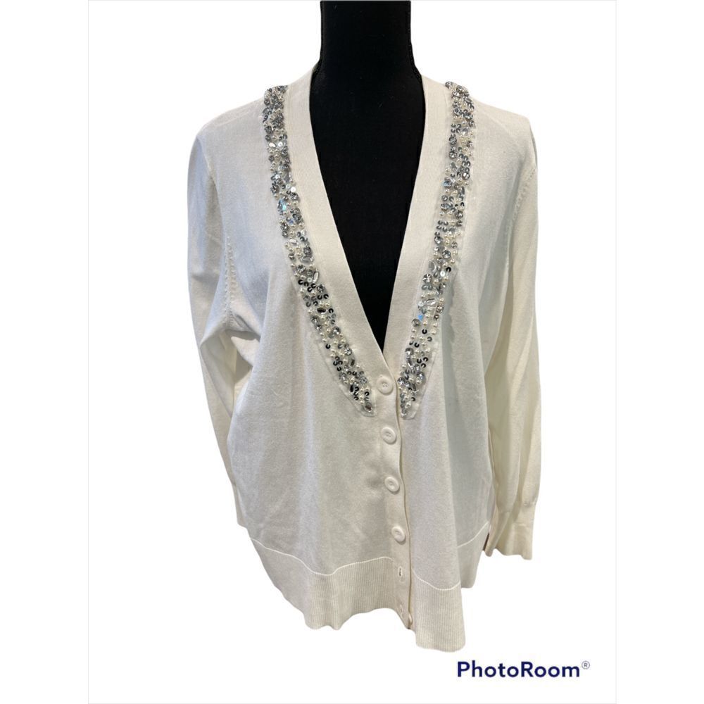Beaded Button Down Cardigan Sweater by Dressbarn